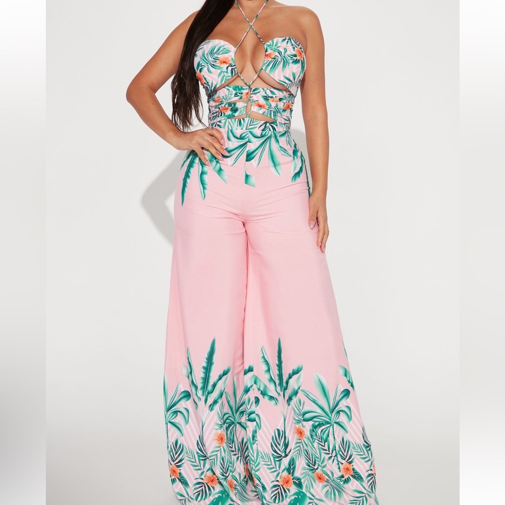 Fashion Nova Maui Nights Halter Jumpsuit
